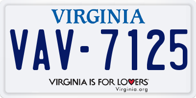 VA license plate VAV7125