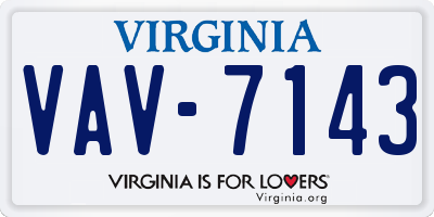 VA license plate VAV7143