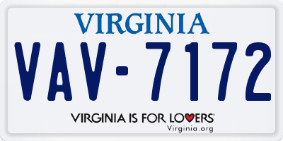 VA license plate VAV7172
