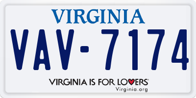 VA license plate VAV7174