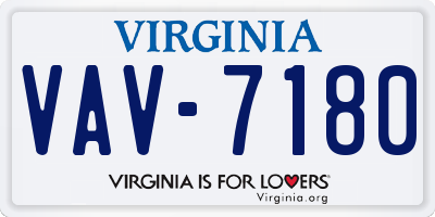 VA license plate VAV7180