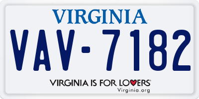 VA license plate VAV7182