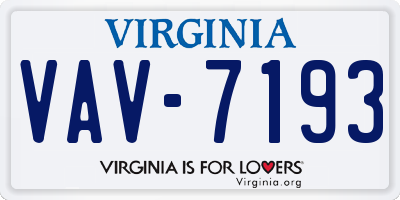 VA license plate VAV7193
