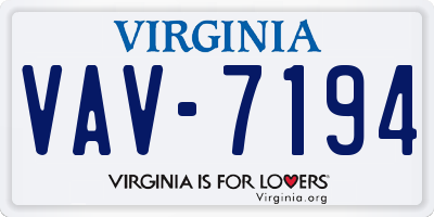 VA license plate VAV7194