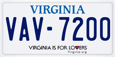 VA license plate VAV7200