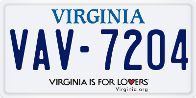 VA license plate VAV7204