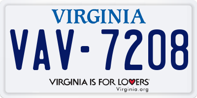 VA license plate VAV7208