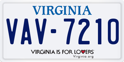 VA license plate VAV7210