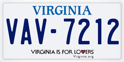 VA license plate VAV7212