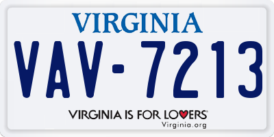 VA license plate VAV7213