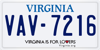 VA license plate VAV7216