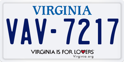 VA license plate VAV7217