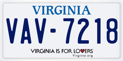 VA license plate VAV7218
