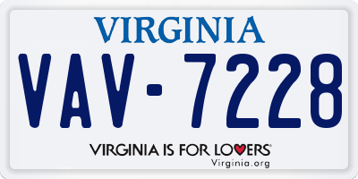 VA license plate VAV7228