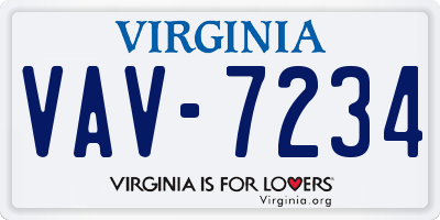 VA license plate VAV7234