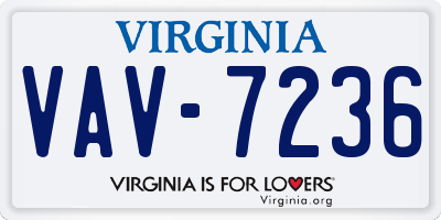 VA license plate VAV7236