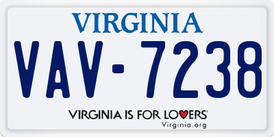 VA license plate VAV7238