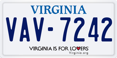 VA license plate VAV7242
