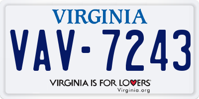 VA license plate VAV7243