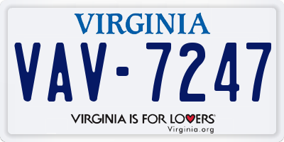 VA license plate VAV7247