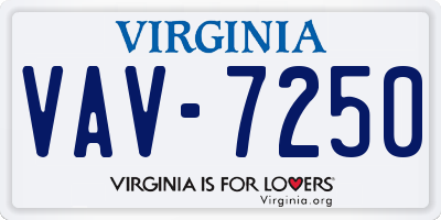 VA license plate VAV7250