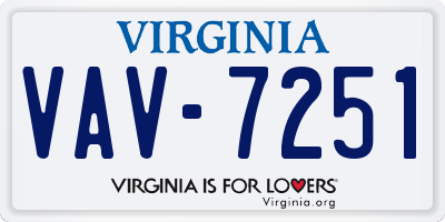VA license plate VAV7251
