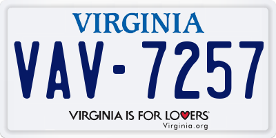 VA license plate VAV7257