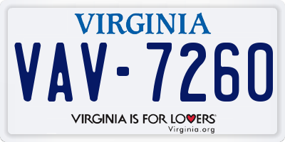 VA license plate VAV7260