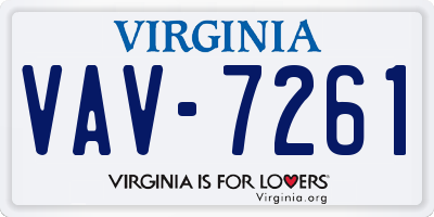VA license plate VAV7261