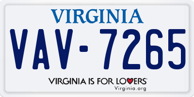 VA license plate VAV7265