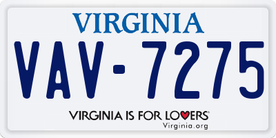VA license plate VAV7275