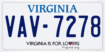 VA license plate VAV7278