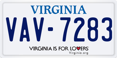 VA license plate VAV7283