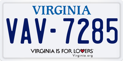 VA license plate VAV7285