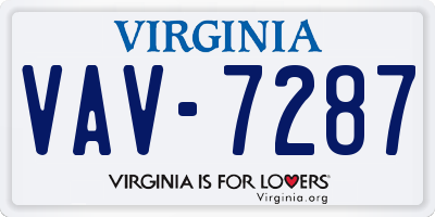 VA license plate VAV7287