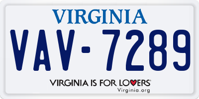 VA license plate VAV7289