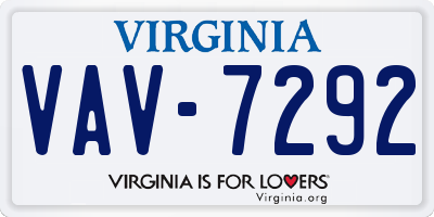 VA license plate VAV7292