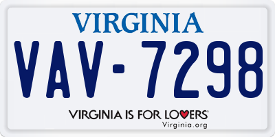 VA license plate VAV7298