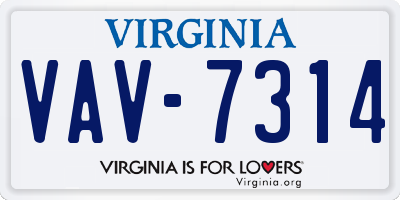 VA license plate VAV7314