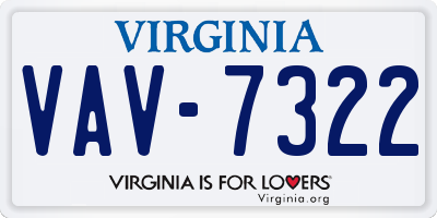 VA license plate VAV7322