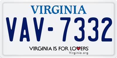 VA license plate VAV7332