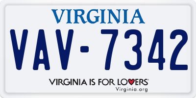 VA license plate VAV7342