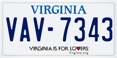 VA license plate VAV7343