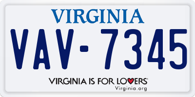 VA license plate VAV7345
