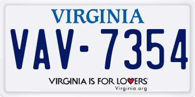 VA license plate VAV7354