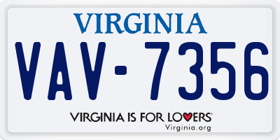 VA license plate VAV7356