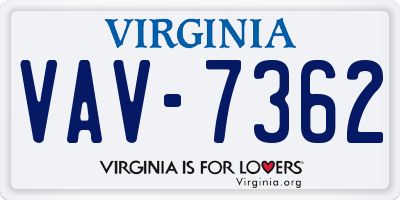 VA license plate VAV7362