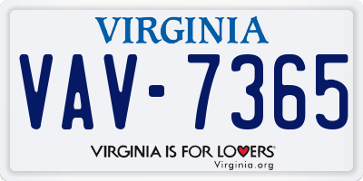 VA license plate VAV7365