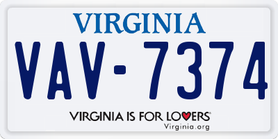VA license plate VAV7374