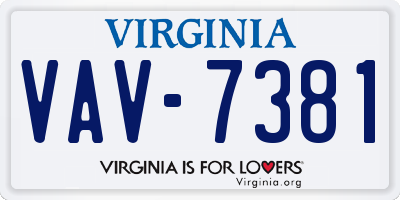 VA license plate VAV7381